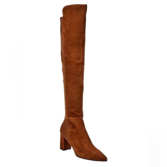 NWOB Stuart Weitzman Carly 5050 Suede Stretch Over The Knee Boots in Coffee sz 5 - Picture 1 of 11